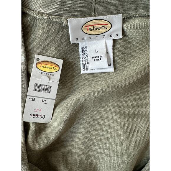 Talbots Large Petite Womens Light Olive Green Short Sleeve Stretch Top NWT - Picture 4 of 12